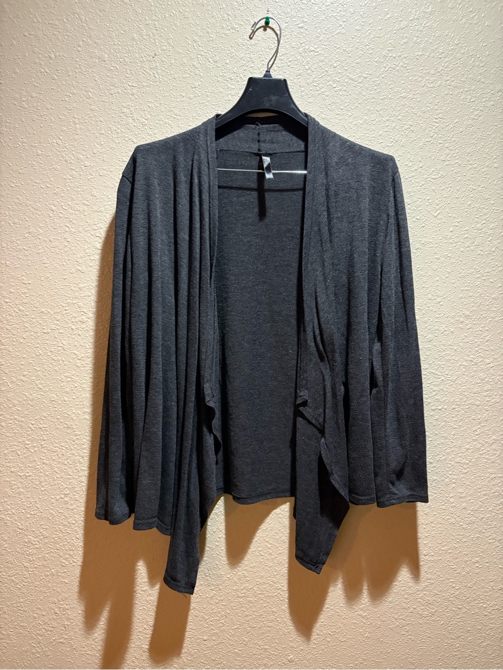 Women's Charcoal Gray Draped Open-Front Cardigan